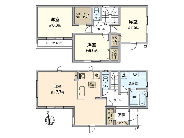 小牧市大字久保一色字山新田 1号棟 間取図(平面図) 小牧市大字久保一色字山新田 1号棟 間取図(平面図)
