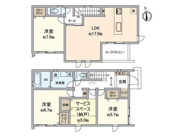 小牧市大字久保一色字山新田 2号棟 間取図(平面図) 小牧市大字久保一色字山新田 2号棟 間取図(平面図)
