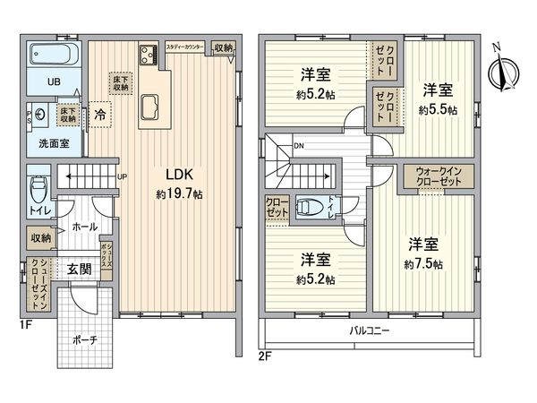 春日井市不二ガ丘2丁目 2号棟 間取図(平面図) 春日井市不二ガ丘2丁目 2号棟 間取図(平面図)