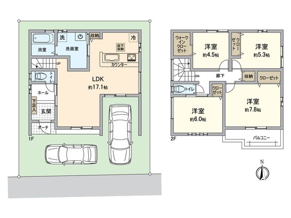 春日井市高蔵寺町2丁目 間取図(平面図) 春日井市高蔵寺町2丁目 間取図(平面図)