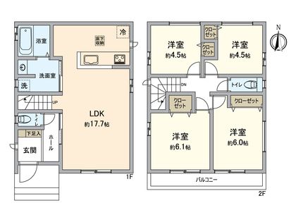小牧市大字岩崎字森元 A号棟 間取図(平面図)