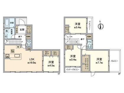 小牧市小木2丁目 2号棟 間取図(平面図)
