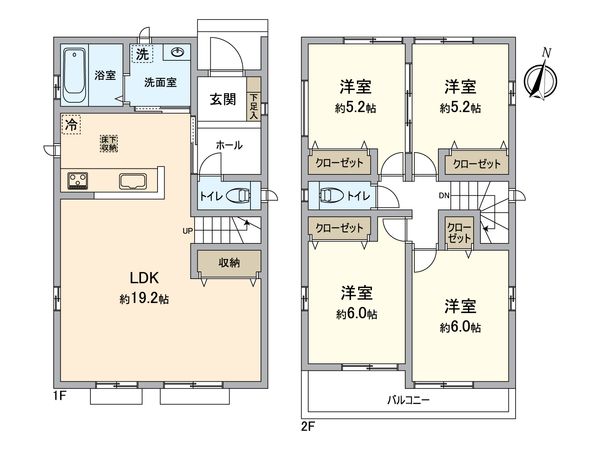 春日井市東野町4丁目 B号棟 間取図(平面図) 春日井市東野町4丁目 B号棟 間取図(平面図)