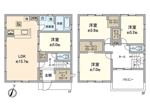 春日井市上田楽町 1号棟 間取図(平面図) 春日井市上田楽町 1号棟 間取図(平面図)
