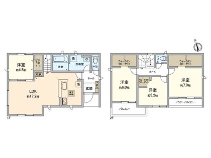 小牧市久保一色南1丁目 新築戸建 間取図(平面図)