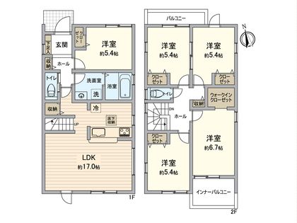 春日井市坂下町4丁目 新築戸建1号棟 間取図(平面図)