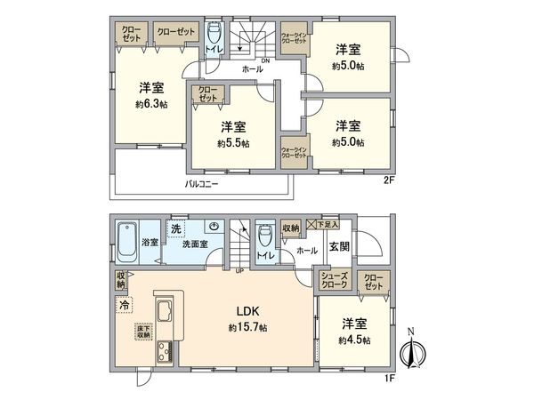 春日井市西高山町3丁目 2号棟 間取図(平面図) 春日井市西高山町3丁目 2号棟 間取図(平面図)