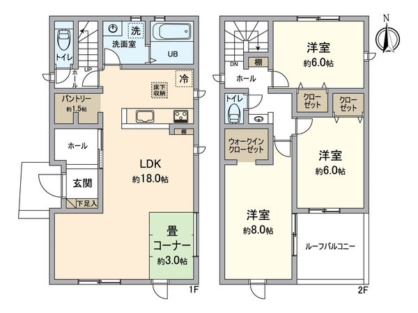 春日井市坂下町2丁目 1号棟 間取図(平面図) 間取図(平面図)