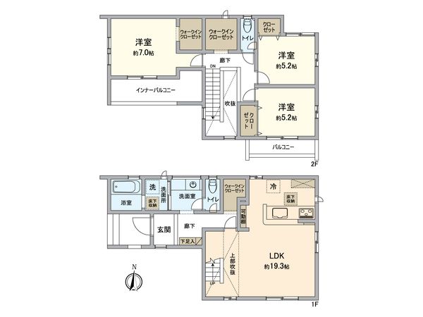 春日井市西高山町2丁目 4号棟 間取図(平面図) 春日井市西高山町2丁目 4号棟 間取図(平面図)