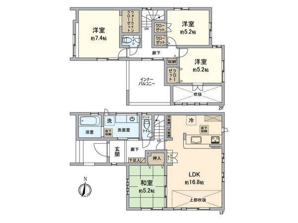 春日井市西高山町2丁目 3号棟 間取図(平面図) 春日井市西高山町2丁目 3号棟 間取図(平面図)
