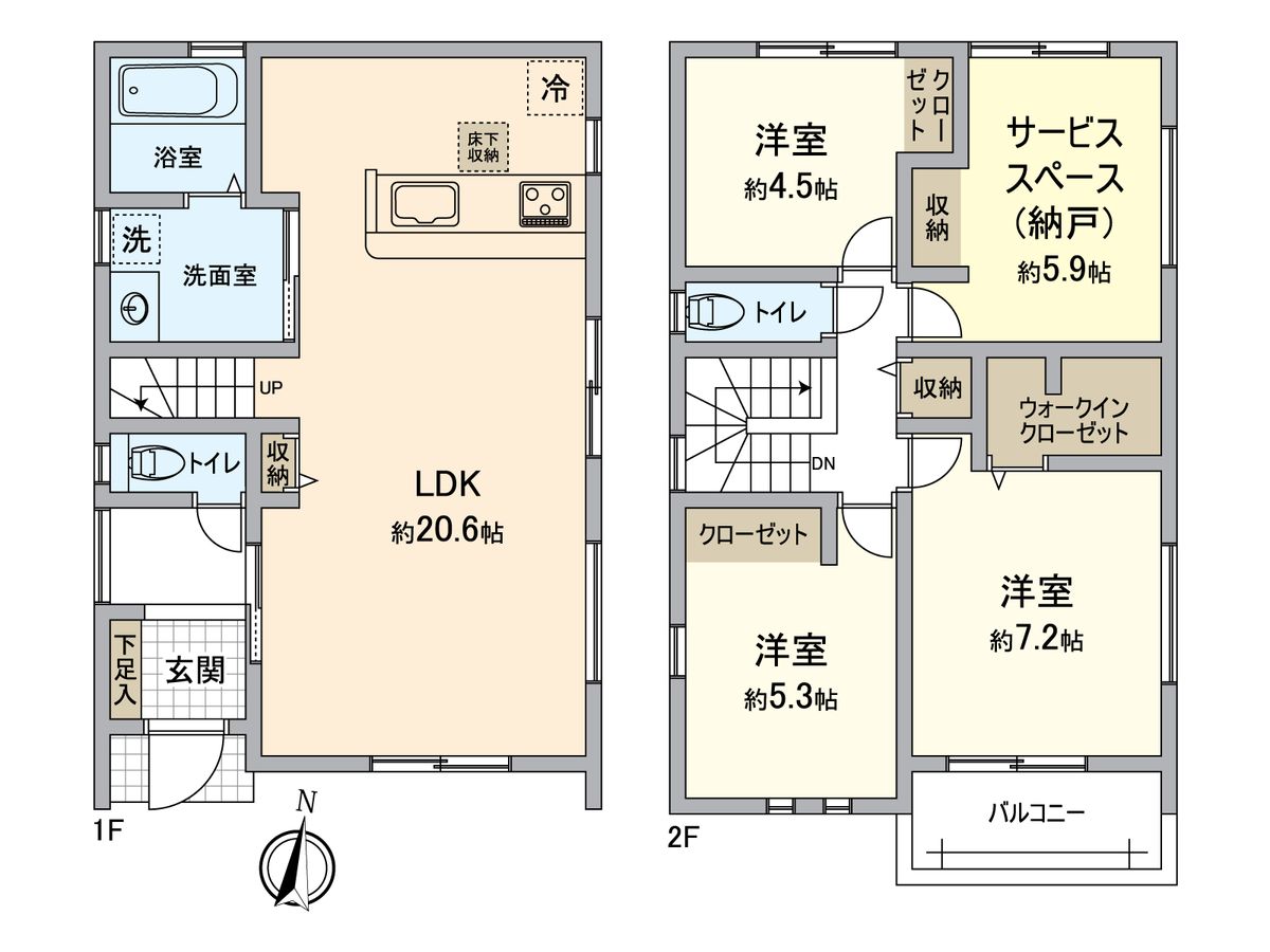 小牧市小牧1丁目 2号棟 間取図(平面図) 間取図(平面図)
