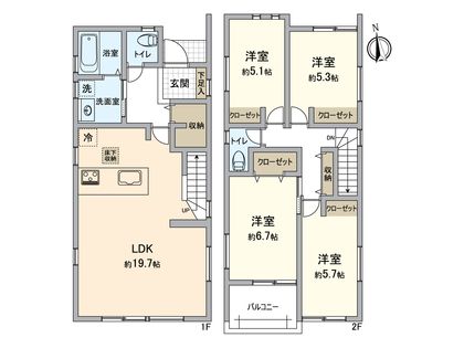 小牧市小牧2丁目 1号棟 間取図(平面図)