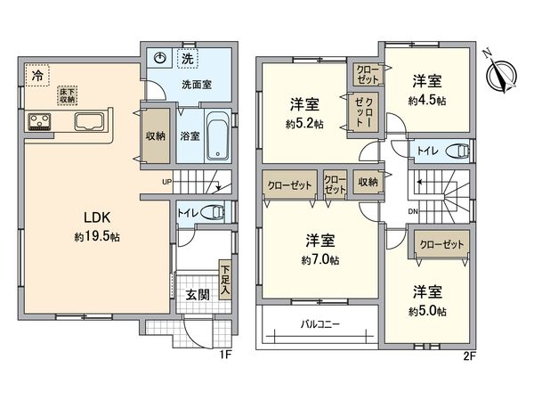小牧市藤島1丁目 2号棟 間取図(平面図)