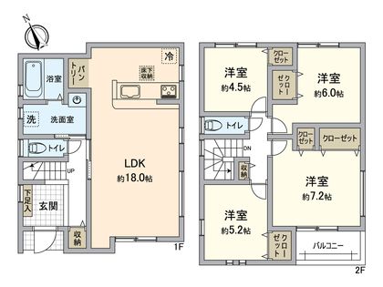 小牧市藤島1丁目 1号棟 間取図(平面図)