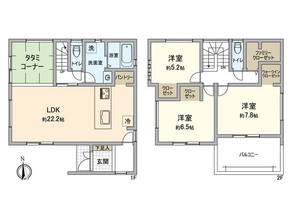 春日井市高座台3丁目 2号棟 間取図(平面図) 春日井市高座台3丁目 2号棟 間取図(平面図)