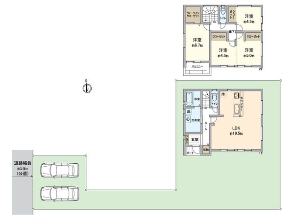 小牧市藤島町出口 2号棟 間取図(平面図) 間取図(平面図)