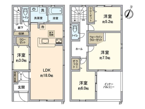 小牧市大字池之内 1号棟 間取図(平面図) 間取図(平面図)