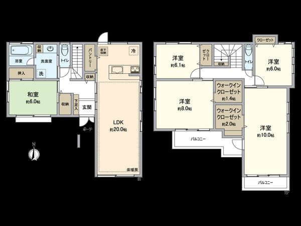 独立性のある5部屋はご家族それぞれのプライベート空間を確保できます。