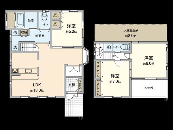 春日井市東野町西2丁目 間取図(平面図) 春日井市東野町西2丁目 間取図(平面図)