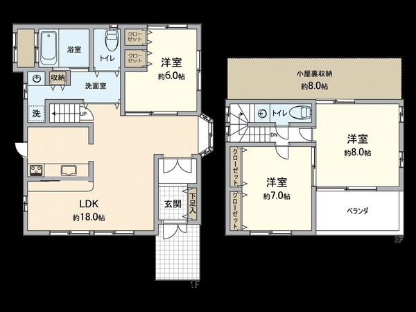 春日井市東野町西2丁目 間取図(平面図) 春日井市東野町西2丁目 間取図(平面図)