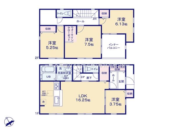 小牧市小木2丁目 4号棟 間取図(平面図) 小牧市小木2丁目 4号棟 間取図(平面図)