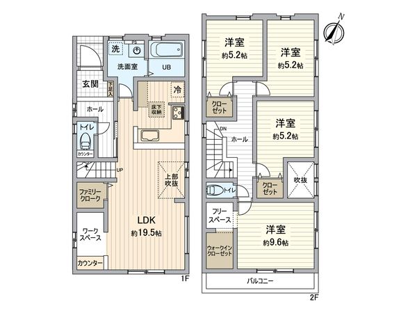 春日井市押沢台5丁目 1号棟 間取図(平面図) 春日井市押沢台5丁目 1号棟 間取図(平面図)