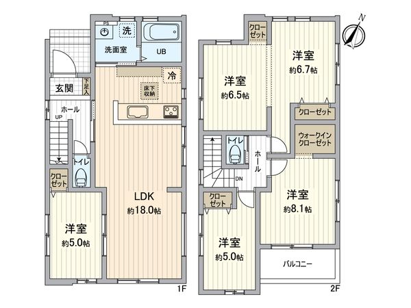 春日井市押沢台5丁目 2号棟 間取図(平面図) 春日井市押沢台5丁目 2号棟 間取図(平面図)