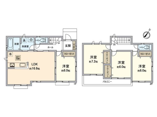 小牧市大字西之島 2号棟 間取図(平面図)
