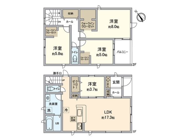 春日井市岩成台9丁目 2号棟 間取図(平面図) 春日井市岩成台9丁目 2号棟 間取図(平面図)