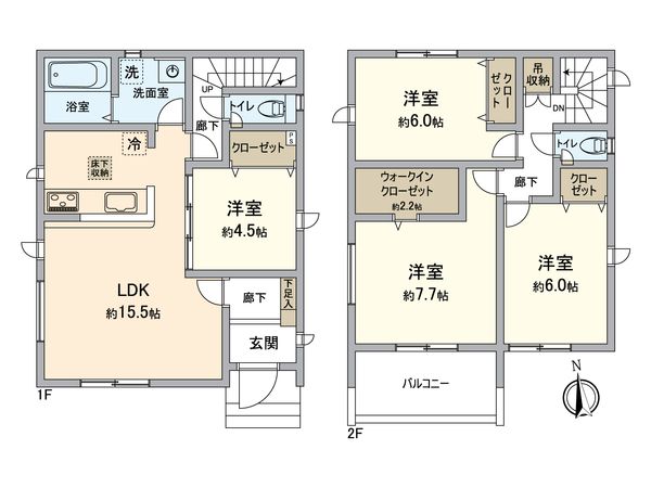 小牧市大字久保一色 2号棟 間取図(平面図) 小牧市大字久保一色 2号棟 間取図(平面図)