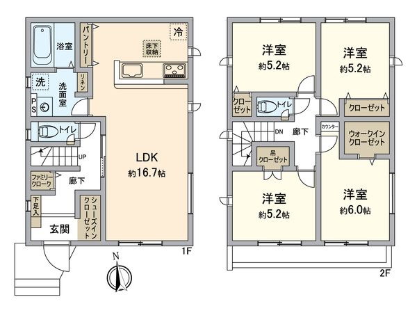 小牧市大字久保一色 1号棟 間取図(平面図) 小牧市大字久保一色 1号棟 間取図(平面図)