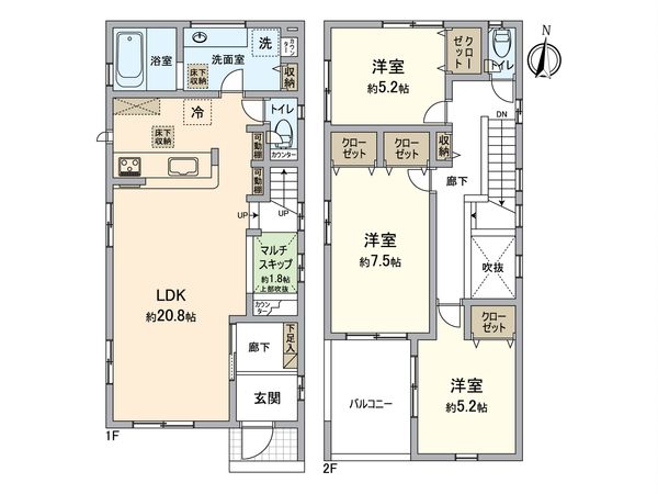 春日井市気噴町1丁目 3号棟 間取図(平面図) 春日井市気噴町1丁目 3号棟 間取図(平面図)