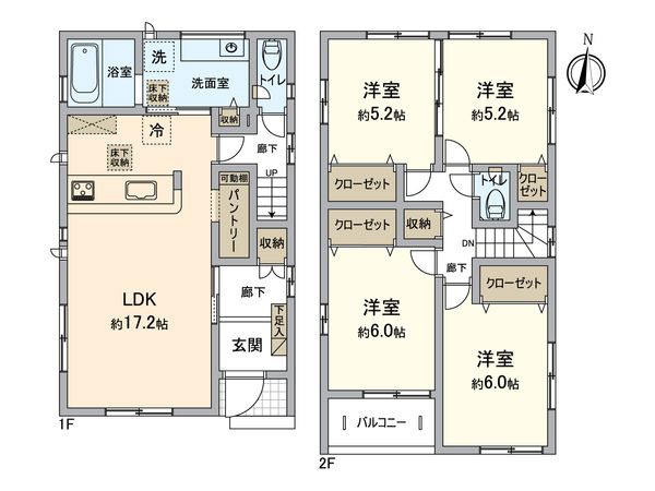 春日井市気噴町1丁目 1号棟 間取図(平面図) 春日井市気噴町1丁目 1号棟 間取図(平面図)