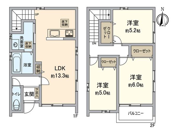 小牧市大字東田中 A号棟 間取図(平面図) 小牧市大字東田中 A号棟 間取図(平面図)