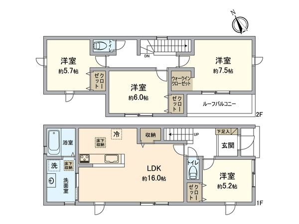 小牧市大字舟津字寺前 2号棟 間取図(平面図) 小牧市大字舟津字寺前 2号棟 間取図(平面図)