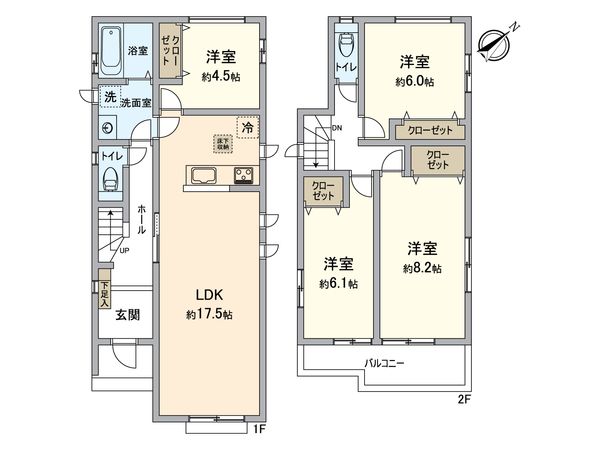 小牧市小松寺5丁目 G号棟 間取図(平面図) 小牧市小松寺5丁目 G号棟 間取図(平面図)