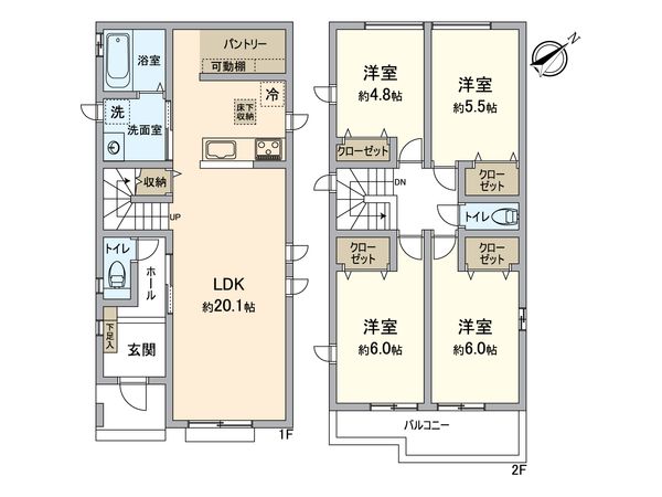 小牧市小松寺5丁目 F号棟 間取図(平面図) 小牧市小松寺5丁目 F号棟 間取図(平面図)