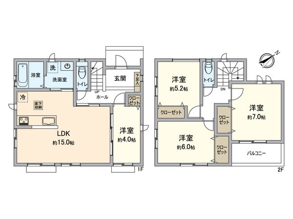 小牧市小松寺5丁目 C号棟 間取図(平面図) 小牧市小松寺5丁目 C号棟 間取図(平面図)