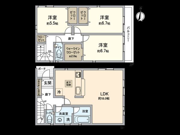 春日井市柏原町1丁目 5号棟 間取図(平面図)