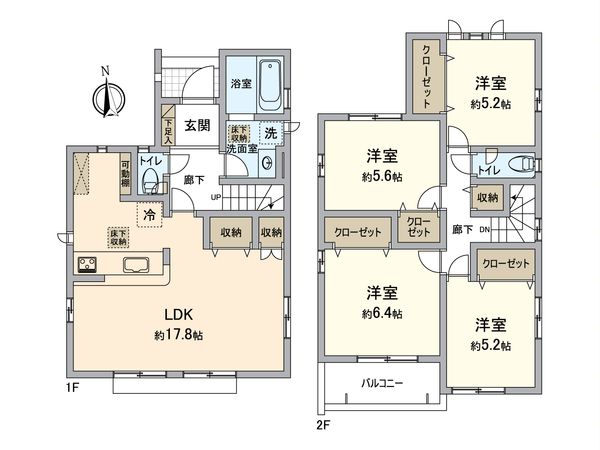 小牧市藤島2丁目 2号棟 間取図(平面図)