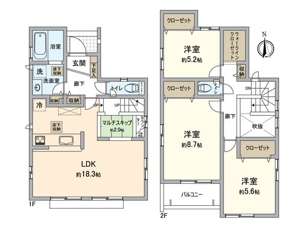 小牧市藤島2丁目 1号棟 間取図(平面図)