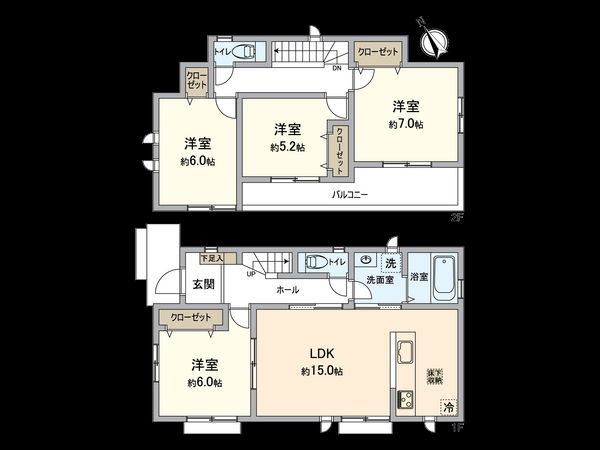 小牧市大字久保一色 1号棟 間取図(平面図) 小牧市大字久保一色 1号棟 間取図(平面図)