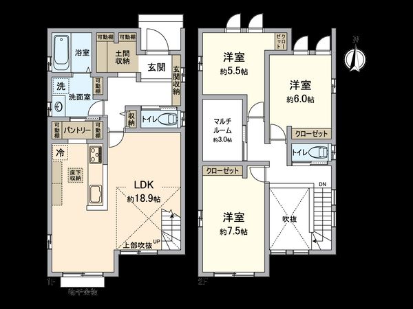 春日井市八田町6丁目 B号棟 間取図(平面図) 春日井市八田町6丁目 B号棟 間取図(平面図)
