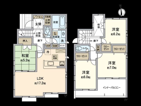 春日井市花長町1丁目 3号棟 間取図(平面図) 春日井市花長町1丁目 3号棟 間取図(平面図)