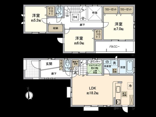 春日井市花長町1丁目 1号棟 間取図(平面図) 春日井市花長町1丁目 1号棟 間取図(平面図)