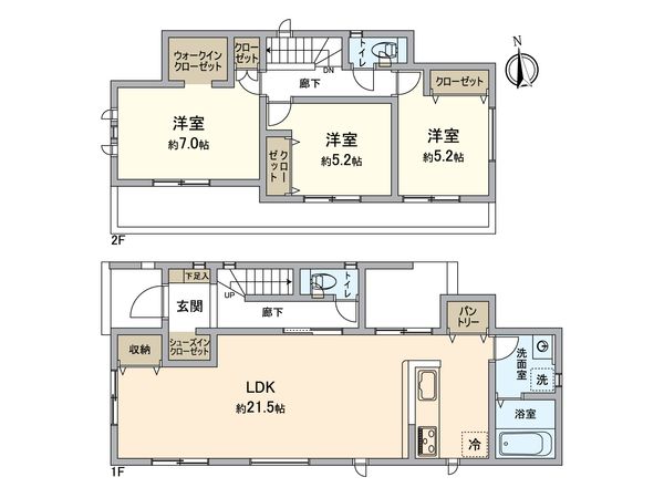 小牧市大字本庄 2号棟 間取図(平面図) 小牧市大字本庄 2号棟 間取図(平面図)