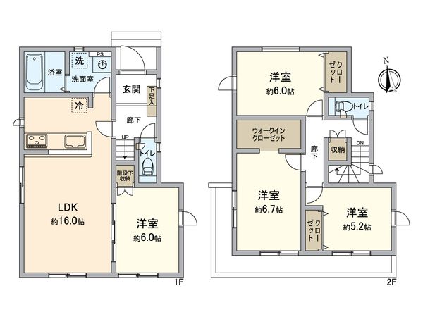 小牧市大字本庄 1号棟 間取図(平面図) 小牧市大字本庄 1号棟 間取図(平面図)