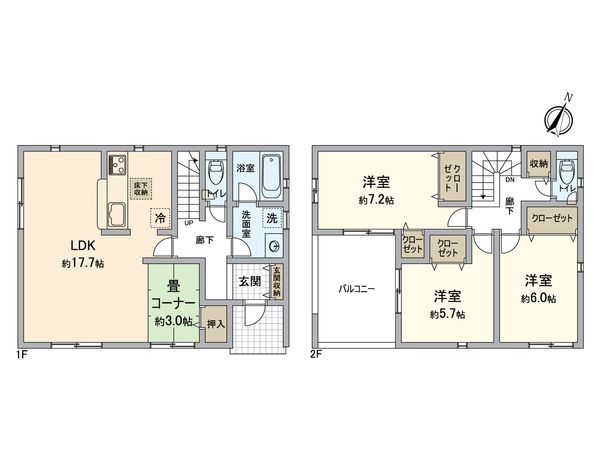 春日井市大留町5丁目 5号棟 間取図(平面図) 春日井市大留町5丁目 5号棟 間取図(平面図)