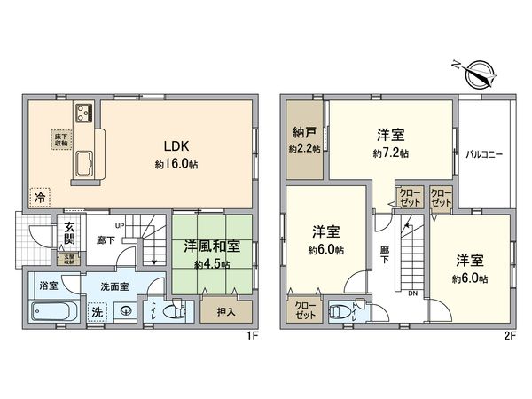 春日井市大留町5丁目 3号棟 間取図(平面図) 春日井市大留町5丁目 3号棟 間取図(平面図)