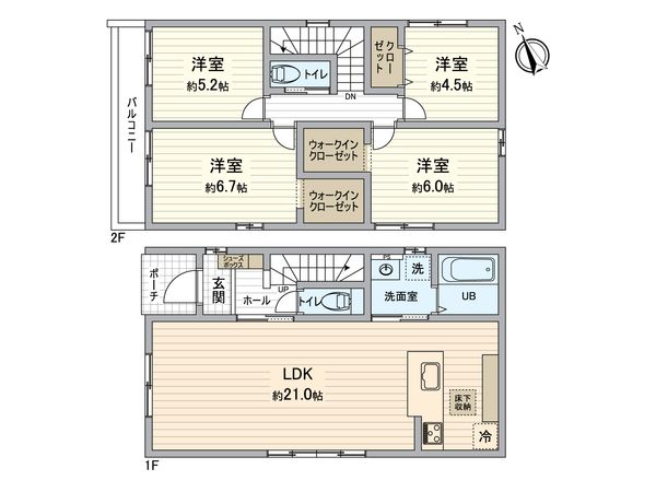 小牧市新町1丁目 1号棟 間取図(平面図) 小牧市新町1丁目 1号棟 間取図(平面図)